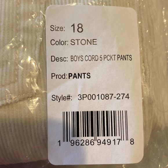 Brand new with tags vineyard vines 5 pocket pants corduroy size 18 stone - Picture 2 of 5